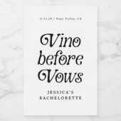 Vino Before Vows | Minimaal Retro Bachelorette Wijn Etiket (Enkel label)