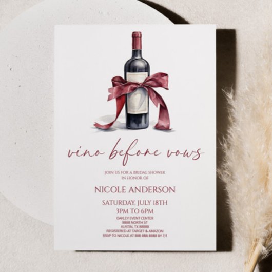 Vino Before Vows Red Wine Bottle Bow Vrijgezellenf Kaart