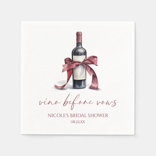 Vino Before Vows Red Wine Bottle Bow Vrijgezellenf Servet (Voorkant)