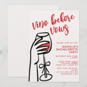 Vino Before Vows Rode Wijn Bachelorette Feest Kaart (Voorkant / Achterkant)