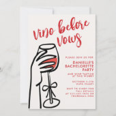 Vino Before Vows Rode Wijn Bachelorette Feest Kaart (Voorkant)