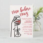 Vino Before Vows Rode Wijn Bruidsfeest Kaart (Staand voorkant)