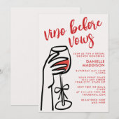 Vino Before Vows Rode Wijn Bruidsfeest Kaart (Voorkant / Achterkant)