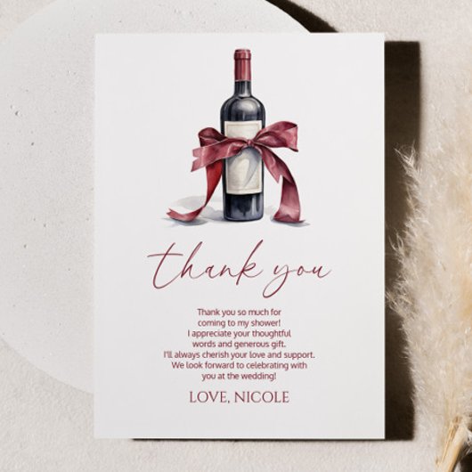 Vino Before Vows Rode Wijnfles Boog Bruidsfeest Bedankkaart