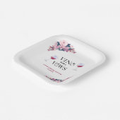 Vino Before Vows Roze Bloemige Bruidsfeest Papieren Bordje (Gebogen)