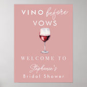 Vino Before Vows Roze Vrijgezellenfeest Welkom Poster (Voorkant)