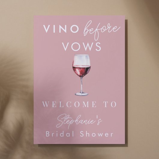 Vino Before Vows Roze Vrijgezellenfeest Welkom Poster