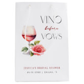 Vino Before Vows Roze Wijn Thema Bruidsfeest Medium Cadeauzakje (Voorkant)