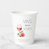 Vino Before Vows Roze Wijn Thema Bruidsfeest Papieren Bekers (Voorkant)