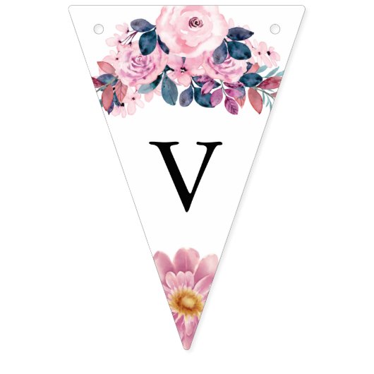 Vino Before Vows Rustic Roze Bloemige Bruiloftsdie Vlaggetjes (Eerste vlag)