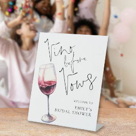Vino Before Vows Welkom bij Bruidsfeest Reclamebord Met Voetstuk