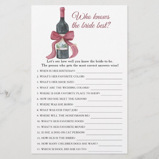 Vino before Vows Who knows the bride best (Voorkant)