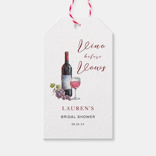 Vino before Vows Wijn Thema Bruidsfeest Cadeaulabel (Voorkant)