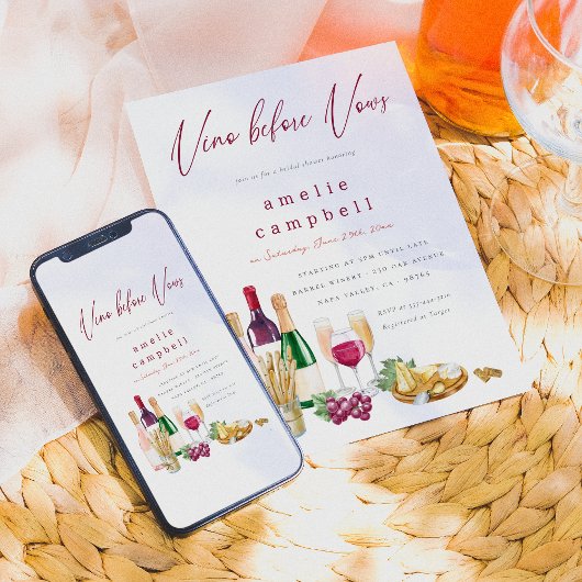 Vino Before Vows Wijn Vrijgezellenfeest Kaart