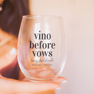 Vino Before Vows Wijnland Bachelorette-feest Wijnglas Zonder Voet