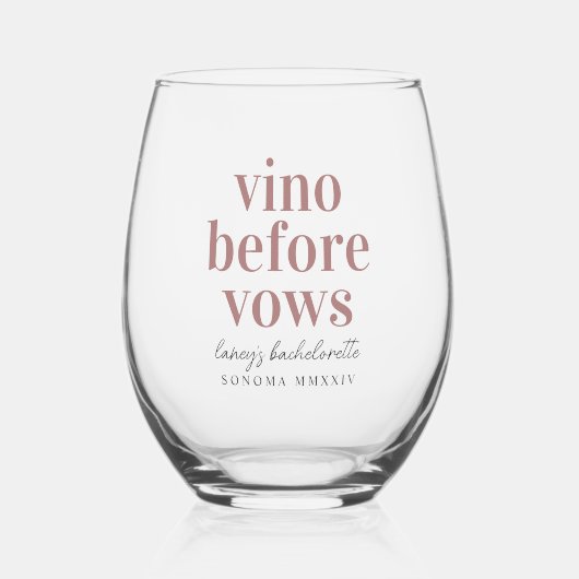 Vino Before Vows Wijnland Bruidsmeisjesfeest Wijnglas Zonder Voet (Voorkant)