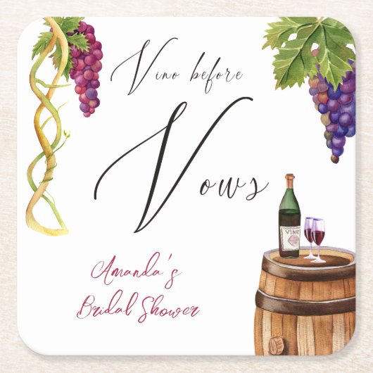 Vino Before Vows Winery Bruiloftsdecoratie Kartonnen Onderzetters (Voorkant)