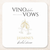 Vino before Vows Witte Bloemige Bruidsfeest Kartonnen Onderzetters (Voorkant)