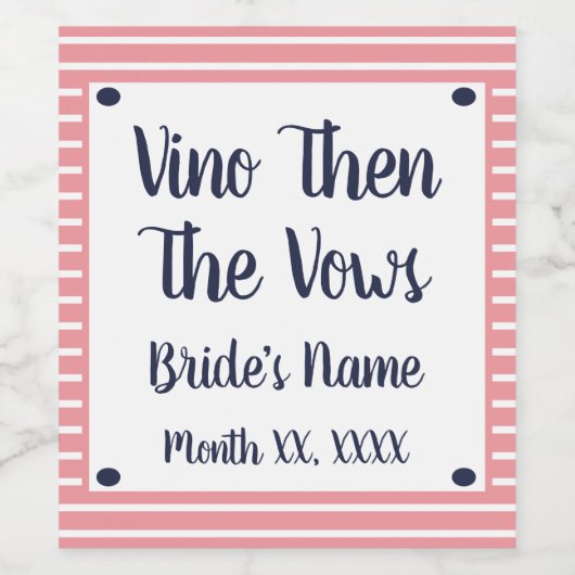 Vino belooft dan het wijnlabel wijn etiket (Enkel label)