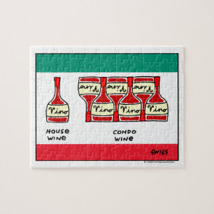 Vino-Cartoon voor Oenophiles Funny Wine Botles Legpuzzel