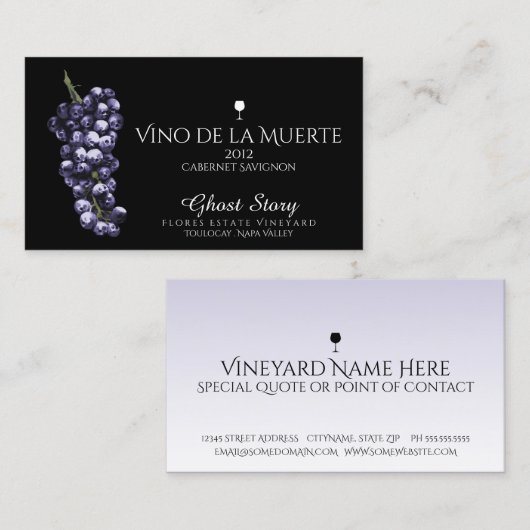 vino de la muerte visitekaartje (Voorkant / Achterkant)