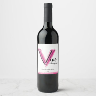 Vino Italiaans roos roze wijn V letter art label Etiket