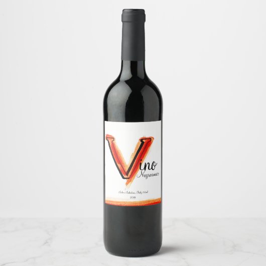 Vino Italiaanse rode wijn V letter art label Etiket (Voorkant)