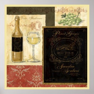 Vino Italiano Illustrated Wine art poster