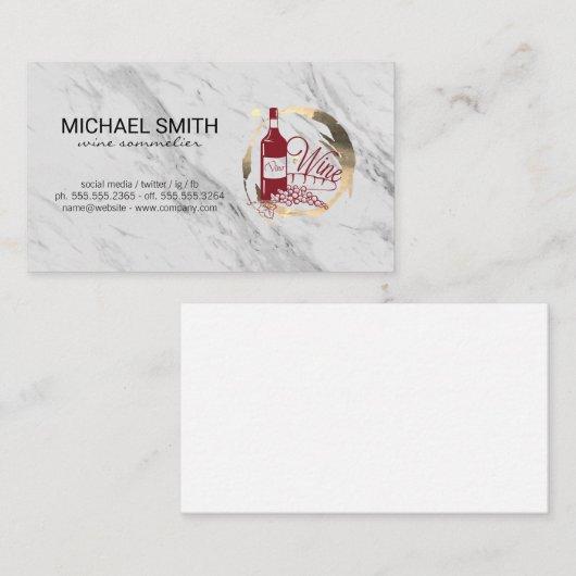 Vino Marmer en Gouden Ring Vlek Visitekaartje (Voorkant / Achterkant)