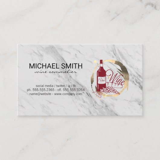 Vino Marmer en Gouden Ring Vlek Visitekaartje (Voorkant)