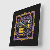 VINO Muurklok in Glas in lood Look Art Vierkante Klok (Hoek)