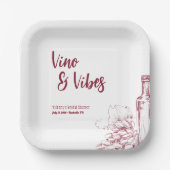 Vino & Vibes Bruidsfeest Papieren Bordje (Voorkant)
