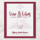 Vino & Vibes Bruidsuitnodiging Wijn Etiket (Enkel label)