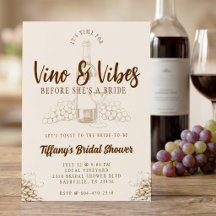 Vino & Vibes Bruine Bruidsuitnodiging