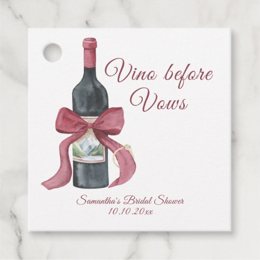Vino voor bruiloft Bridal Shower Bedankjes Labels (Voorkant)