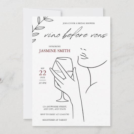 vino voor de gelofte Elegant zwart-wit vrijgezelle Kaart (Voorkant)