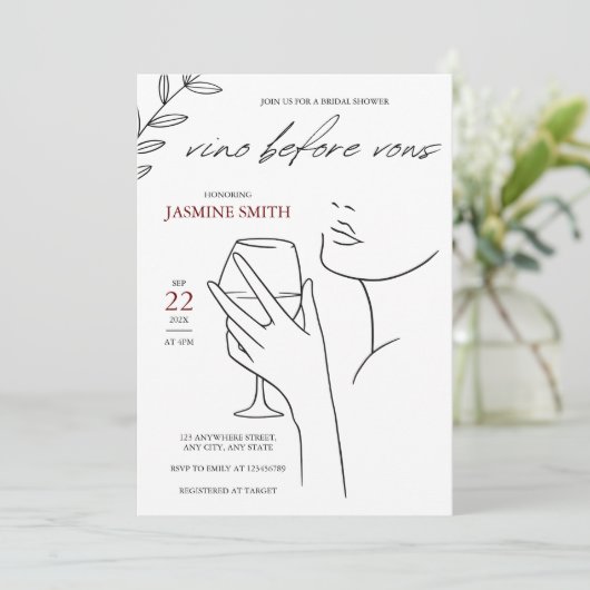 vino voor de gelofte Elegant zwart-wit vrijgezelle Kaart (Staand voorkant)