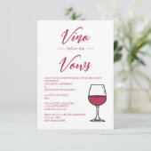 Vino voor de Huwelijksbelofte Pre-Bruiloft Welkom  Kaart (Staand voorkant)