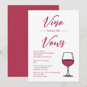 Vino voor de Vows Bachelorette party Kaart