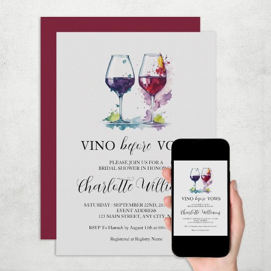 Vino Voor de Waterverf Vows Vrijgezellenfeest Kaart