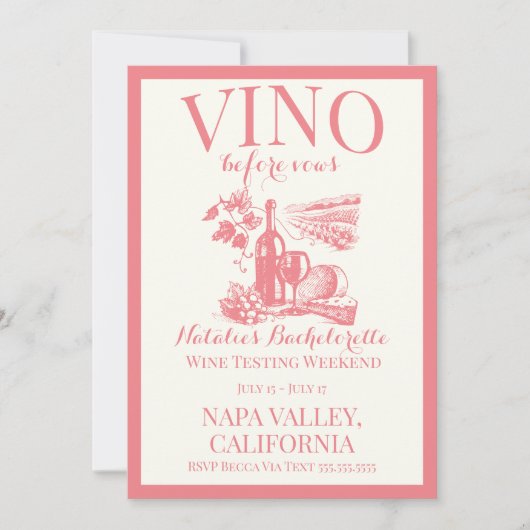 Vino voor geloften Bach aangepaste wijnmakerij Bac Kaart (Voorkant)