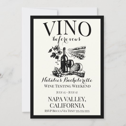 Vino voor geloften Bach aangepaste wijnmakerij Bac Kaart (Voorkant)