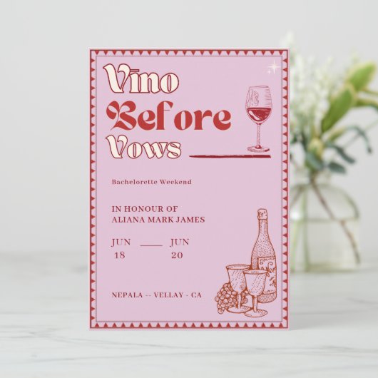 Vino voor geloften Bachelorette Weekend Route Kaart (Staand voorkant)