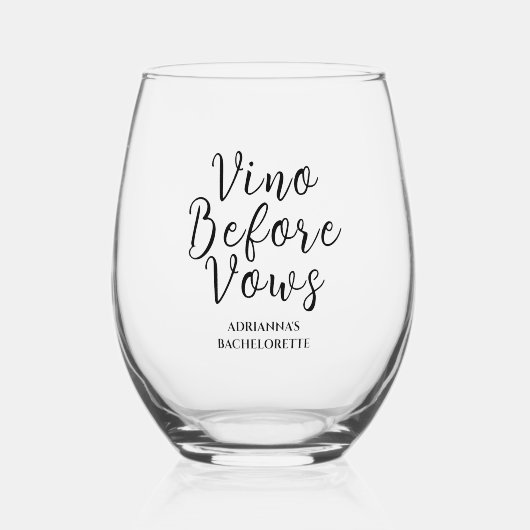 Vino voor geloften Bachelorette Wijnglas Zonder Voet (Voorkant)