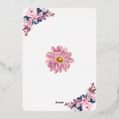 Vino voor geloften bloemenwijn thema Vrijgezellenf Folie Uitnodiging (Achterkant)