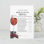 Vino voor geloften bride & Groom Trivia Game Kaart (Staand voorkant)