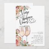 Vino voor geloften bruids douche uitnodiging (Voorkant / Achterkant)
