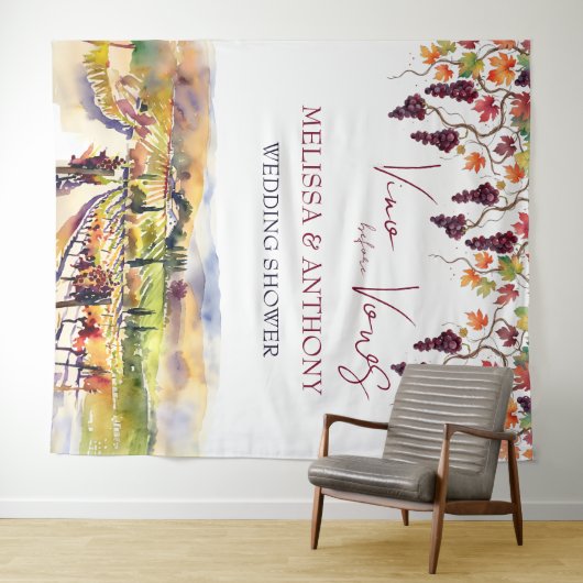 Vino voor geloften bruidsfeest gepersonaliseerd wandkleed (In Situ (horizontaal))