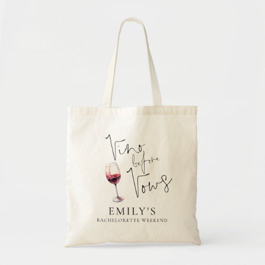 Vino voor geloften bruidsmeisje vrijgezellenfeest tote bag (Voorkant)