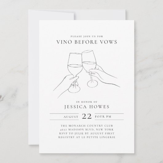 Vino voor geloften Chic Wine Vrijgezellenfeest Kaart (Voorkant)